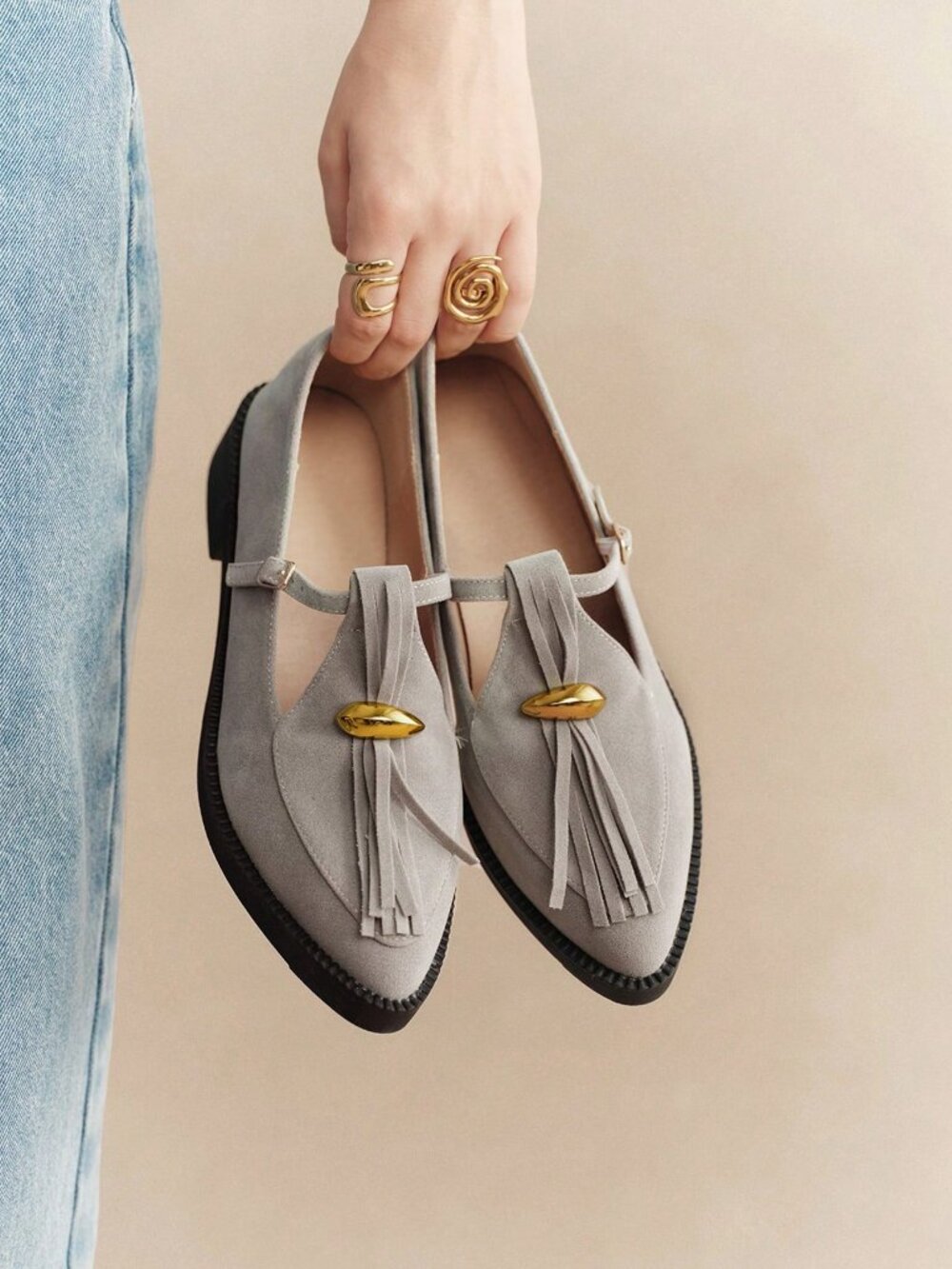 Grey Casual Women's Flat Mule Loafers
